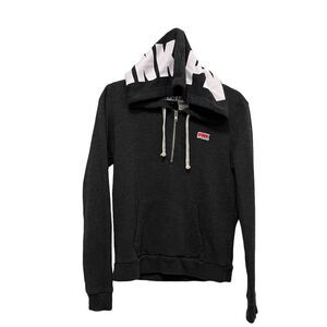 PINK Victoria's Secret Spell Out Logo Hoodie 1/4 Zip Pullover Gray Womens Sz M